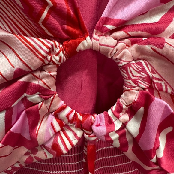 Caroline Constas Crop Top Pink Tribal Print Long Sleeve Blouse Keyhole Size L - Picture 4 of 8